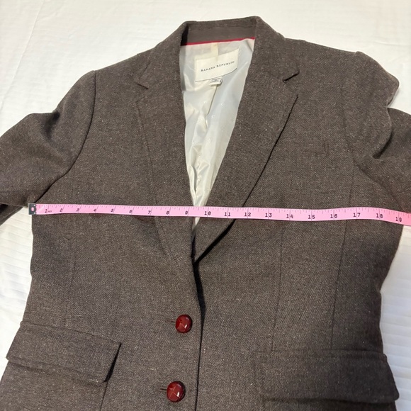 Banana Republic Equestrian Wool Tweed Elbow Patch Schoolboy Brown Blazer size 10 - Picture 13 of 16
